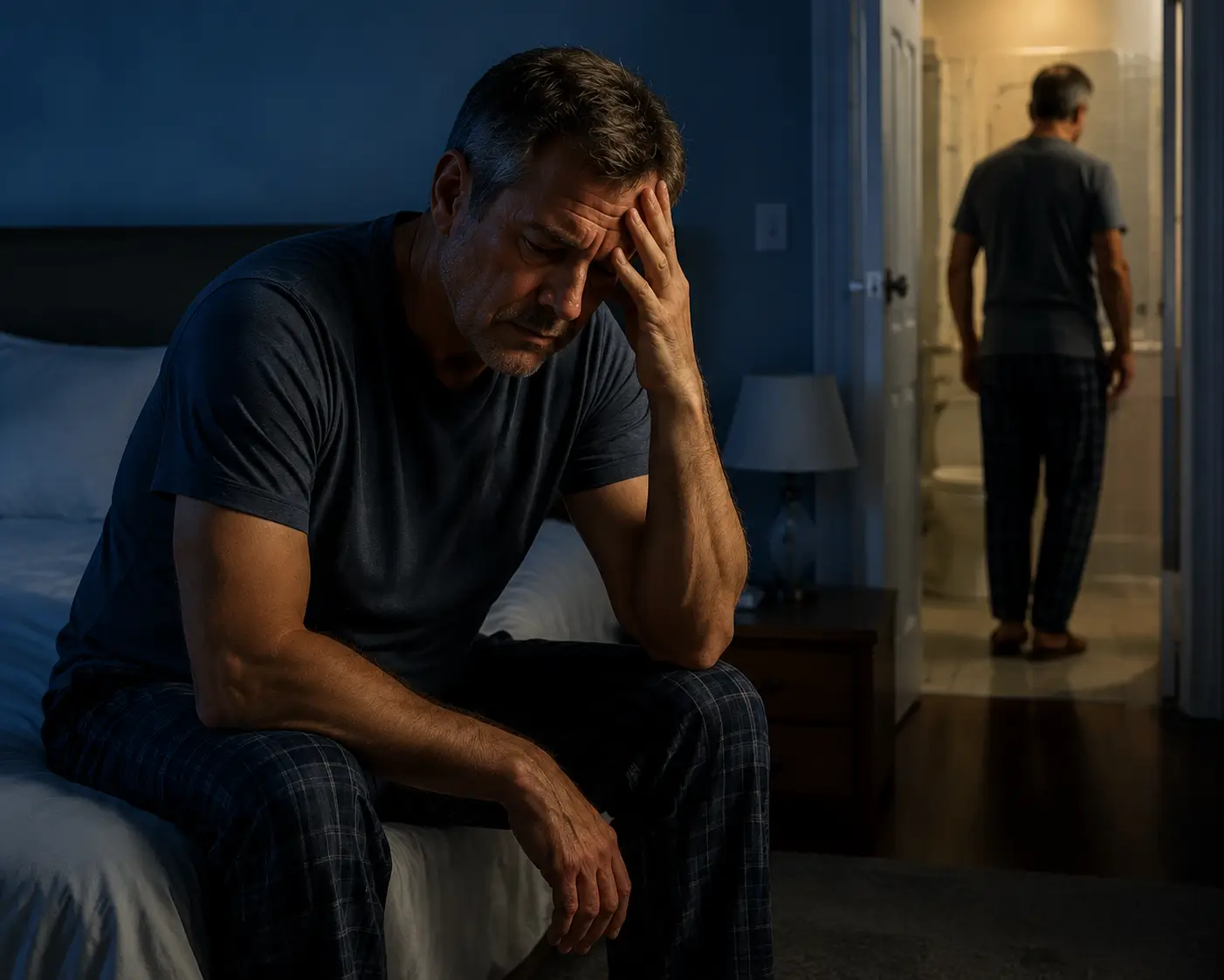 Man worried at night